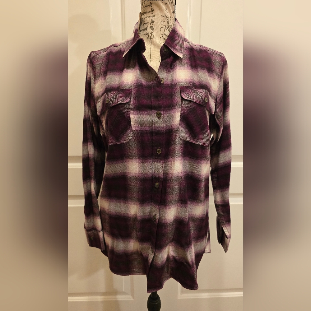 Eddie Bauer Firelight Flannel Blackberry Plaid Petite Small - Picture 6 of 9